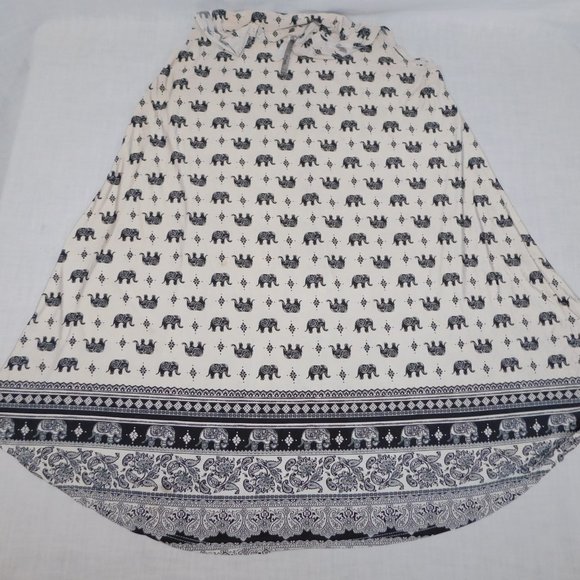 Moa USA Womens X1 ( 1XL ) Cream Black Elephant Print A Line Tank boho Dress - Picture 8 of 8